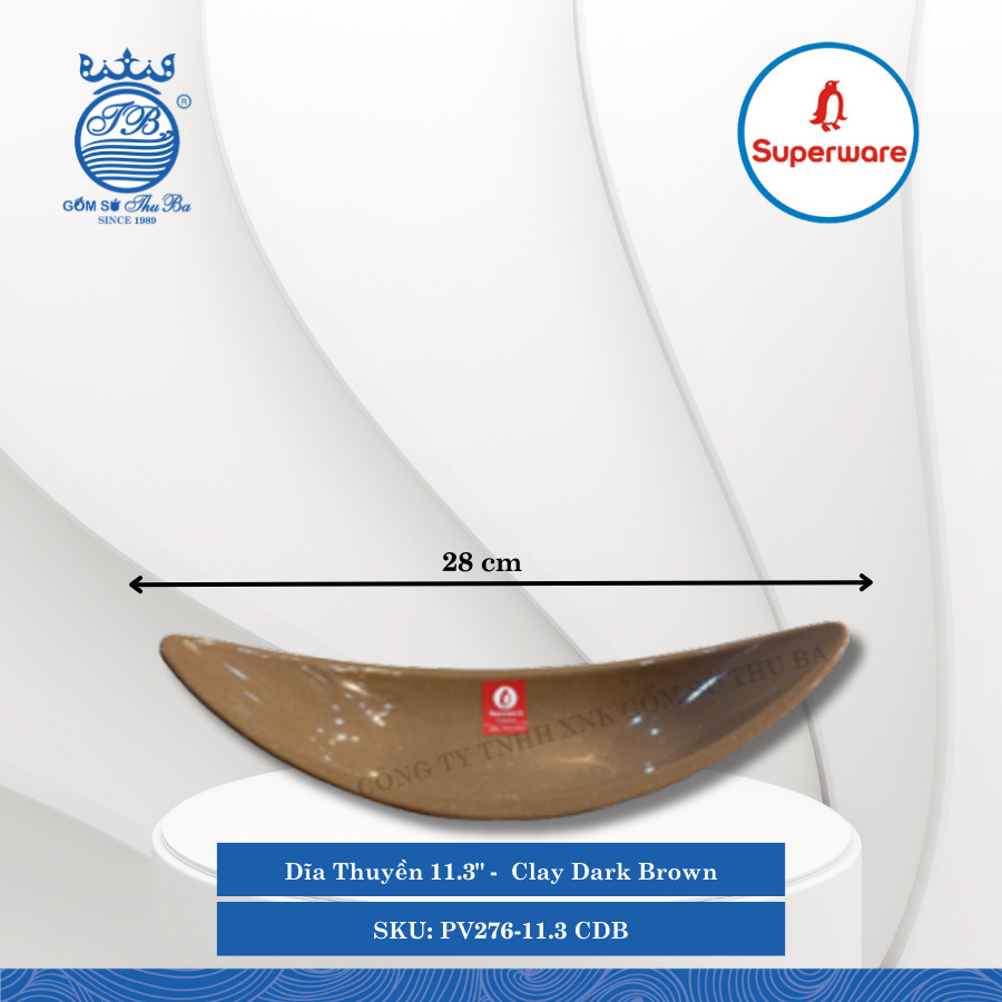 Dĩa Thuyền Porceline Clay Dark Brown (Nhiều Size) Superware Nhựa