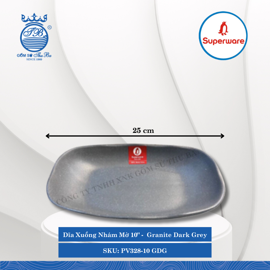 Dĩa Xuồng Nhám Mờ J&K Nhám Mờ Granite Dark Grey (Nhiều Size) Superware Nhựa