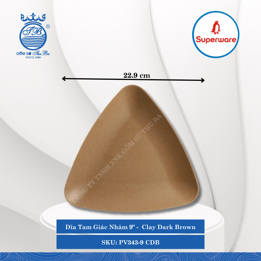 Dĩa Tam Giác J&K Nhám Clay Dark Brown (Nhiều Size) Superware Nhựa
