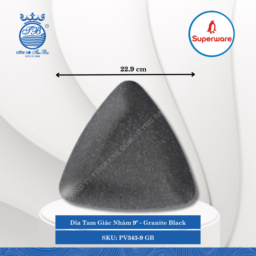 Dĩa Tam Giác Nhám J&K Nhám Granite Black (Nhiều Size) Superware Nhựa