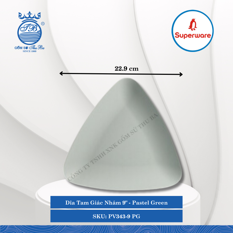 Dĩa Tam Giác J&K Nhám Pastel Green (Nhiều Size) Superware Nhựa