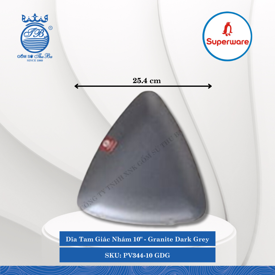 Dĩa Tam Giác J&K Nhám Granite Dark Grey (Nhiều Size) Superware Nhựa