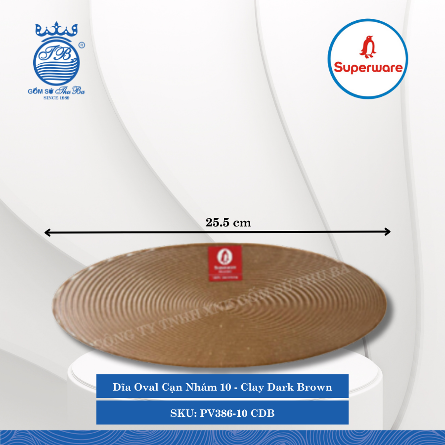 Dĩa Oval Cạn Nhám Clay Dark Brown (Nâu Đất Đậm) (Nhiều Size) Superware Nhựa