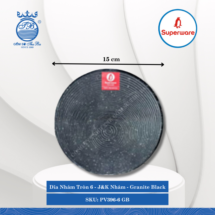 Dĩa Nhám Tròn J&K Nhám Granite Black (Đá Đen) (Nhiều Size) Superware Nhựa