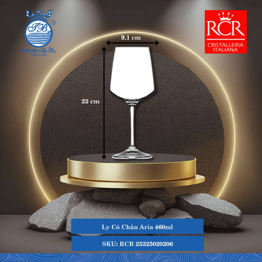 Ly Aria, 460 ml Ø: 9.1cm 460ml C: 22cm 6 Cái/Hộp RCR Crystal Thủy Tinh RCR 25325020206