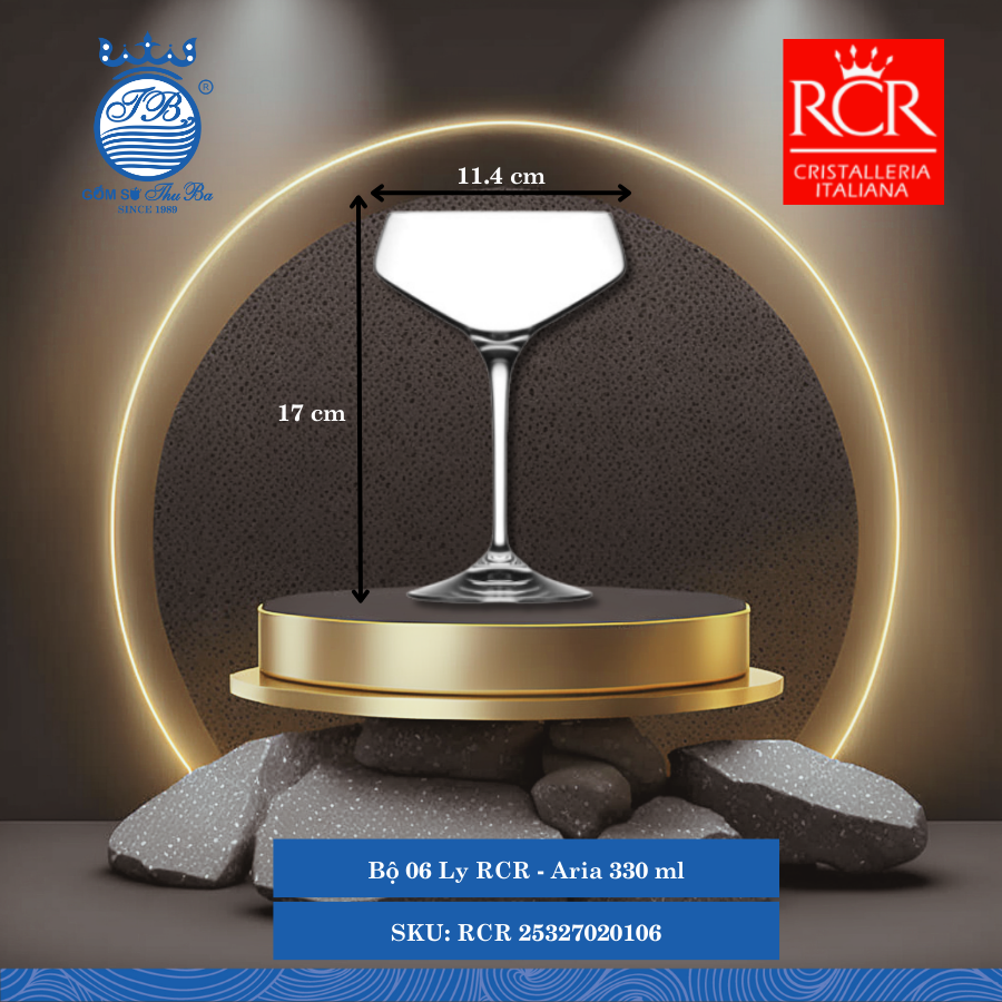 Ly Aria, 330 ml Ø: 11.4cm 330ml C: 17cm 6 Cái/Hộp RCR Crystal Thủy Tinh RCR 25327020106
