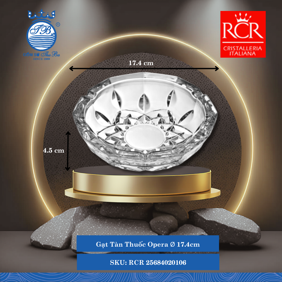 Gạt Tàn Thuốc Opera, 17.4 cm Ø: 17.4cm C: 4.5cm 1 Cái/Hộp RCR Crystal Thủy Tinh RCR 25684020106