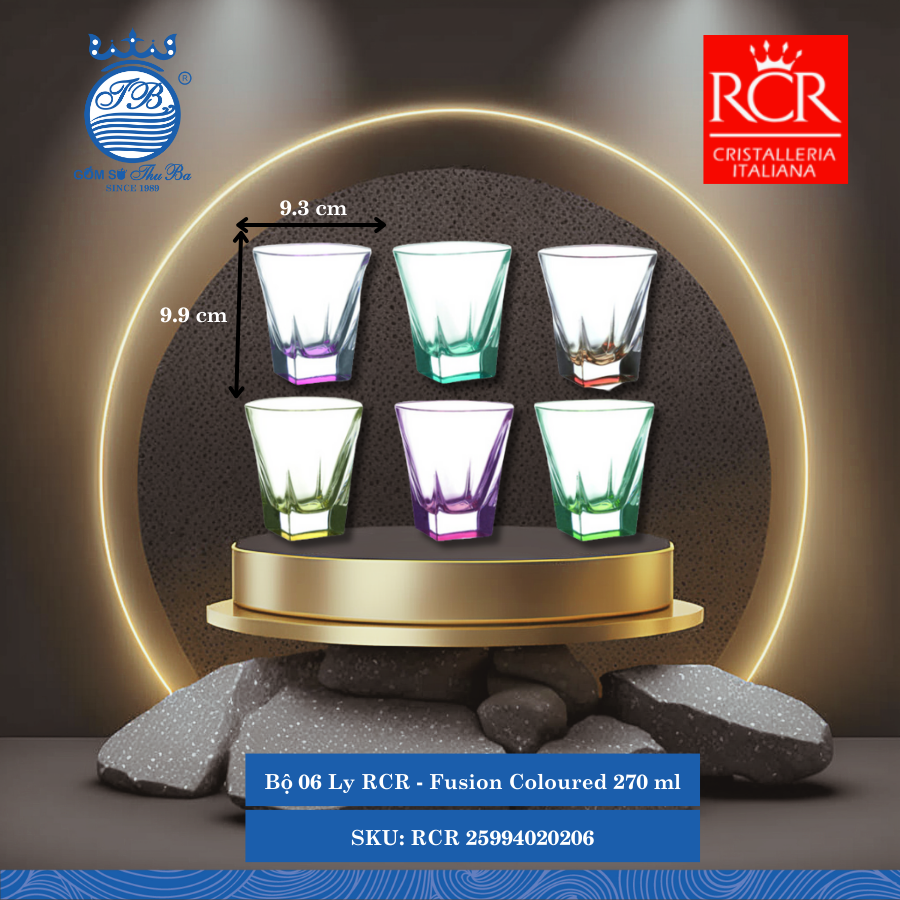 Ly Fusion Coloured (Nhiều Size) RCR Crystal Thủy Tinh
