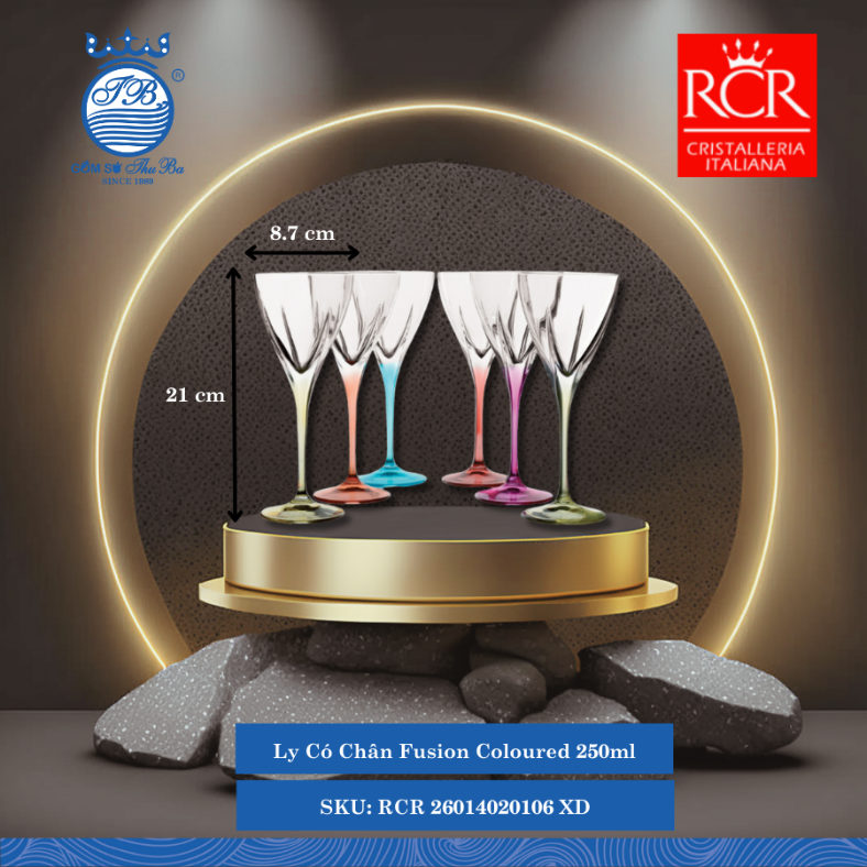 Bộ 06 Ly Fusion Coloured, 250 ml Ø: 8.7cm 250ml C: 21cm 6 Cái/Hộp RCR Crystal Thủy Tinh RCR 26014020106