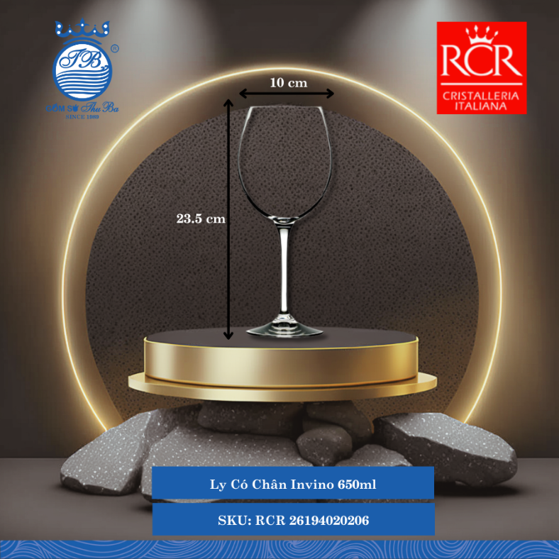 Ly Invino, 650 ml Ø: 10cm 650ml C: 23.5cm 6 Cái/Hộp RCR Crystal Thủy Tinh RCR 26194020206