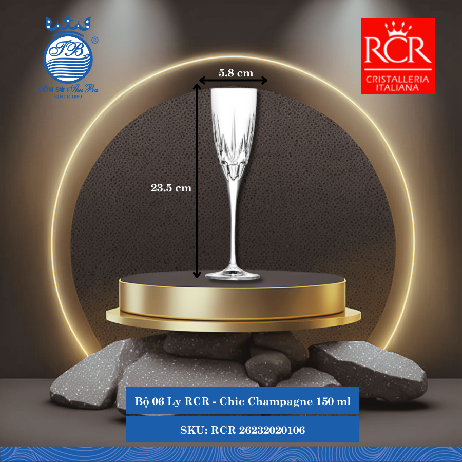 Ly Chic Champagne, 150 ml Ø: 5.8cm 150ml C: 23.5cm 6 Cái/Hộp RCR Crystal Thủy Tinh RCR 26232020106