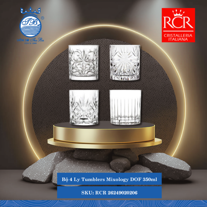 Bộ 4 Ly Mixology Nhiều Size RCR Crystal Thủy Tinh