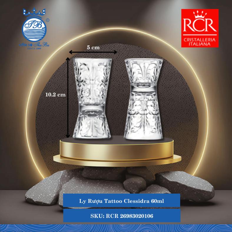 Ly Tattoo Clessidra, 60 ml Ø: 5cm 60ml C: 10.2cm 6 Cái/Hộp RCR Crystal Thủy Tinh RCR 26983020106