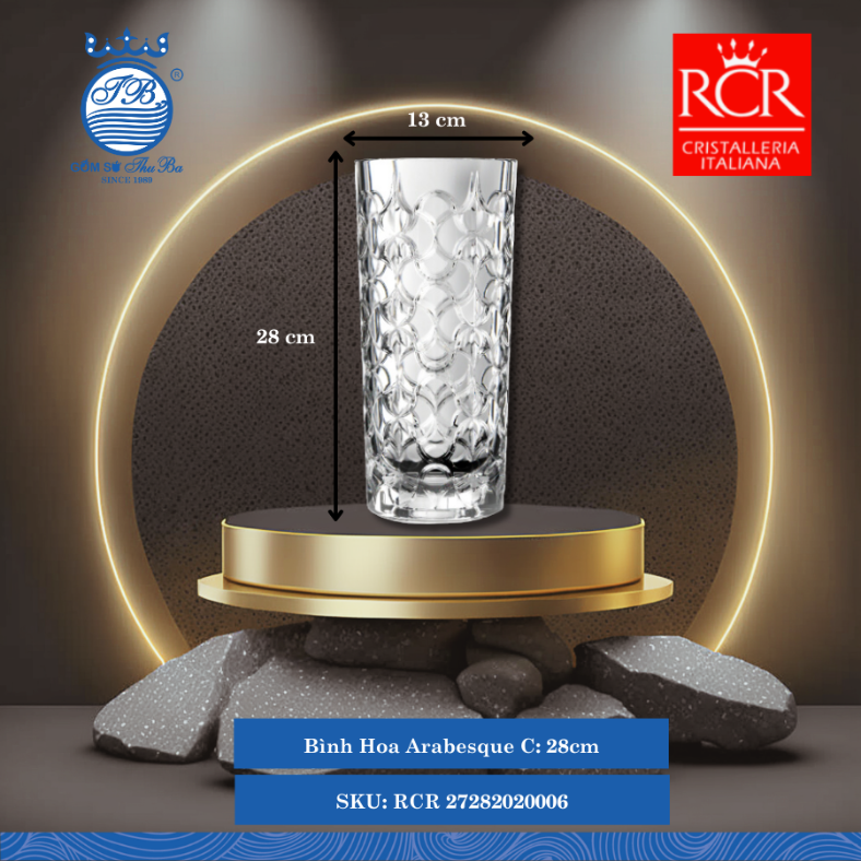 Bình Hoa Arabesque, 28 cm Ø: 13cm C: 28cm 1 Cái/Hộp RCR Crystal Thủy Tinh RCR 27282020006