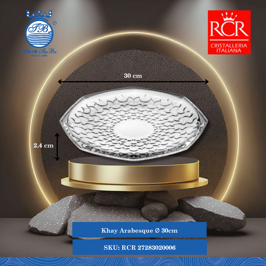 Khay Arabesque, 30 cm Ø: 30cm C: 2.4cm 1 Cái/Hộp RCR Crystal Thủy Tinh RCR 27283020006