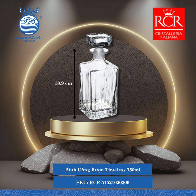 Bình Uống Rượu Timeless, 750 ml 750ml C: 18.9cm 1 Cái/Hộp RCR Crystal Thủy Tinh RCR 51521020306