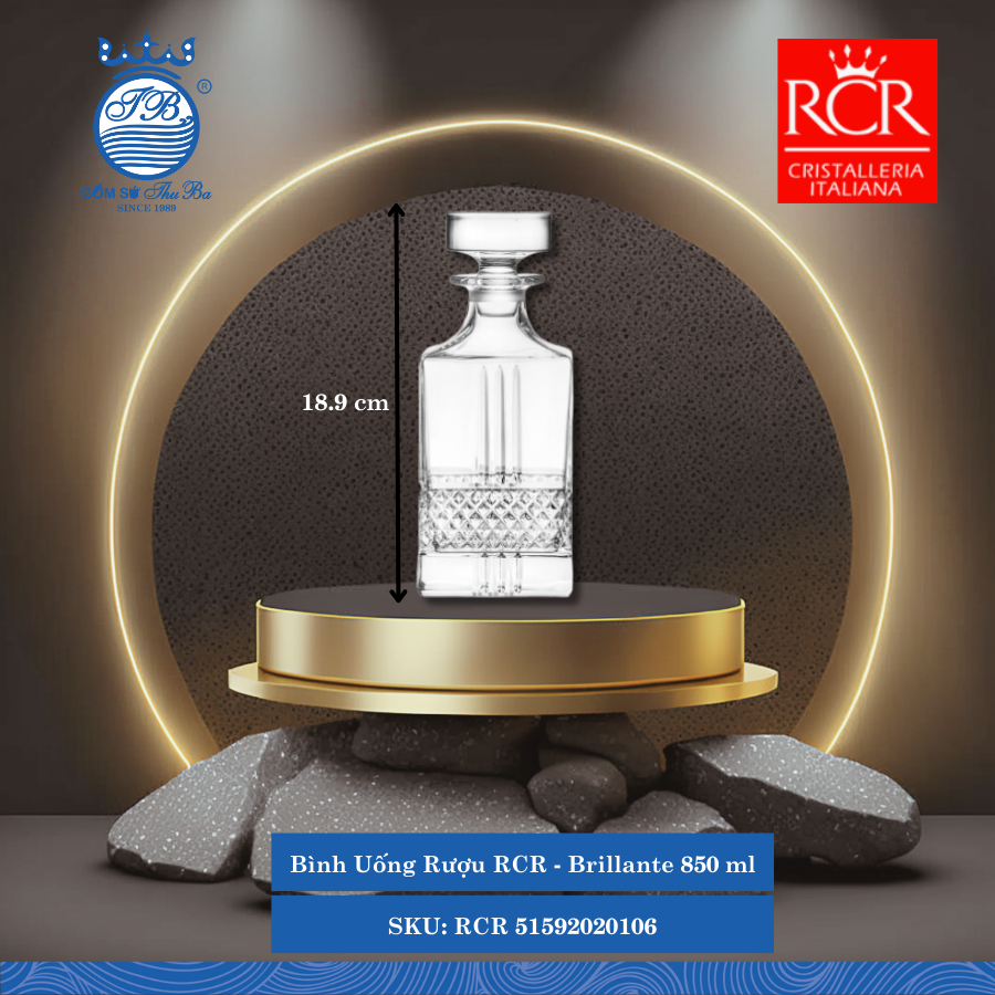 Bình Uống Rượu Brillante, 850 ml 850ml C: 18.9cm 1 Cái/Hộp RCR Crystal Thủy Tinh RCR 51592020106