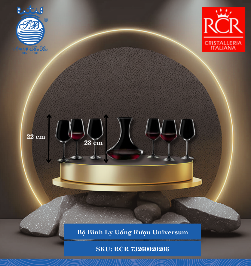 Bộ 01 Bình 2.0L và 06 Ly 550 ml Universum RCR Crystal Thủy Tinh RCR 73260020206