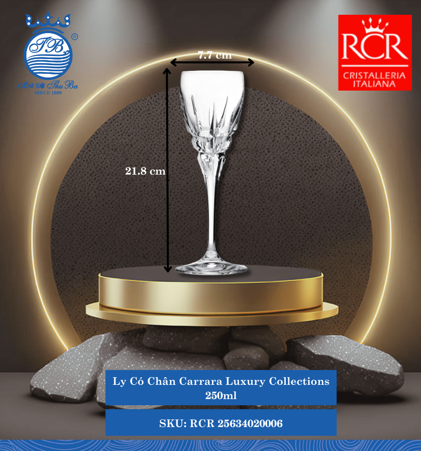 Ly Prestige Carrara, 250ml Ø: 7.7cm 250ml C: 21.8cm 2 Cái/Hộp RCR Crystal Thủy Tinh RCR 25634020006