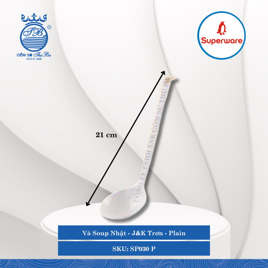 Vá Soup Nhật J&K Trơn Plain (Trắng Trơn) Dài: 21cm Rộng: 6.5cm Superware Nhựa SP030 P