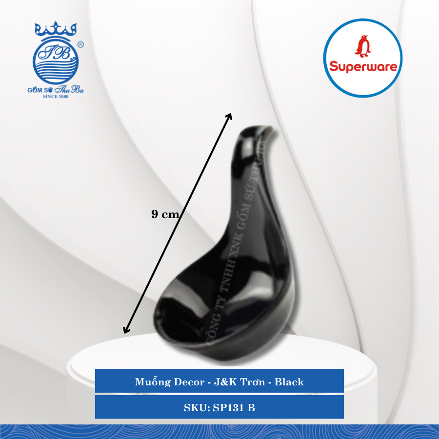 Muỗng Decor J&K Trơn Black (Đen) Dài: 9cm Rộng: 5.8cm Superware Nhựa SP131 B