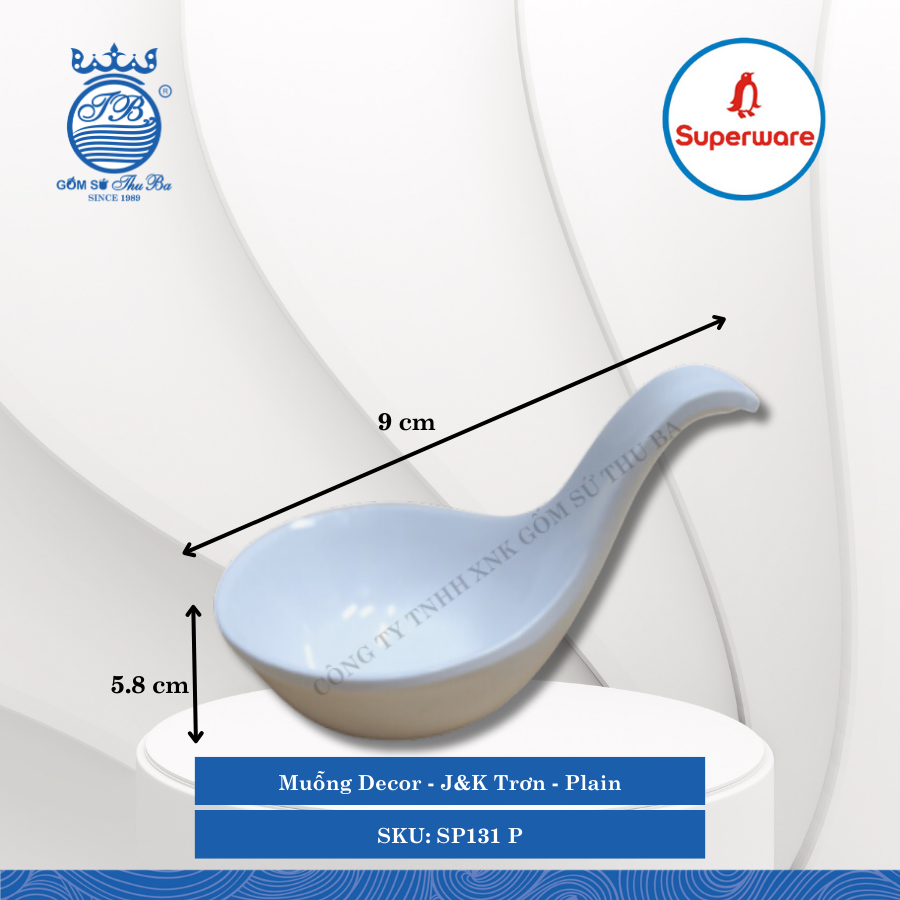 Muỗng Decor J&K Trơn Plain (Trắng Trơn) Dài: 9cm Rộng: 5.8cm Superware Nhựa SP131 P