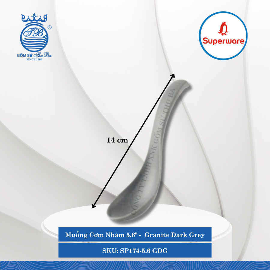 Muỗng Cơm Nhám J&K Nhám Granite Dark Grey (Nhiều Size) Superware Nhựa