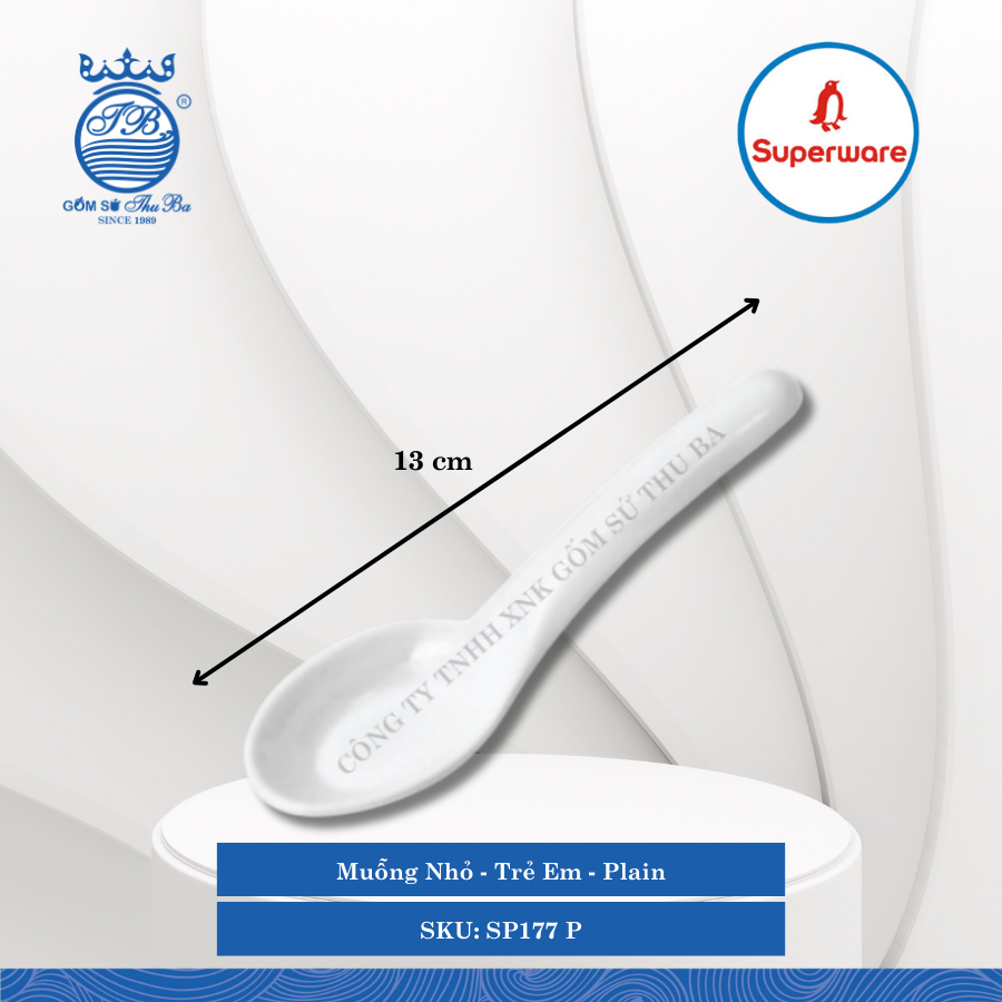 Muỗng Nhỏ Trẻ Em Plain (Trắng Trơn) Dài: 13cm Rộng: 3.9cm Superware Nhựa SP177 P