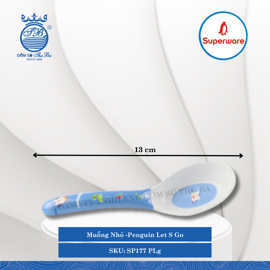 Muỗng Nhỏ Hoa Văn Trẻ Em Penguin Let S Go Dài: 13cm Rộng: 3.9cm Superware Nhựa SP177 PLg