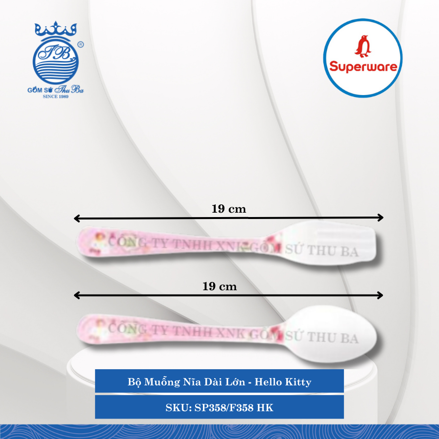 Bộ Muỗng Nĩa Dài Hello Kitty Superware Nhựa