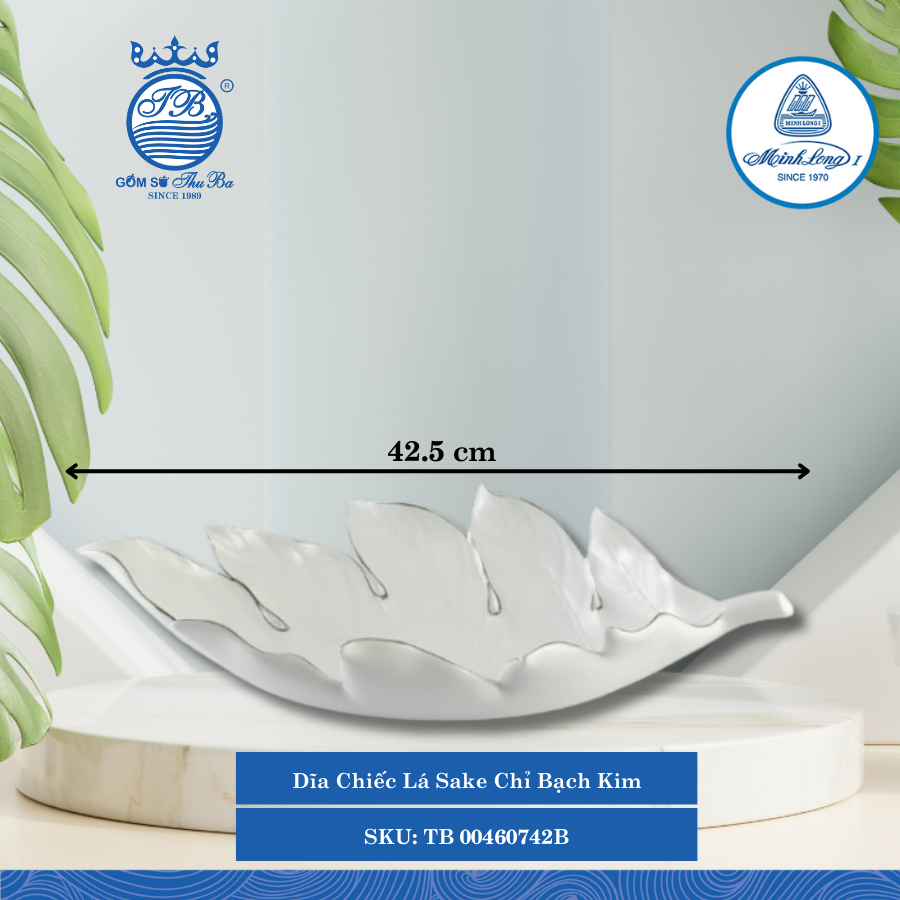 Dĩa Chiếc Lá 0 Chỉ Bạch Kim Ø: 42.5cm ML I Sứ TB 00460742B