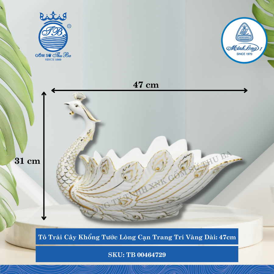 Tô Trái Cây Khổng Tước Dài:47cm Cao: 31cm ML I Sứ TB 00464729