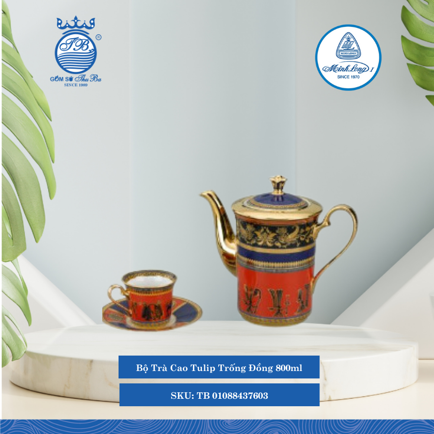 Bộ Trà Cao Tulip Trống Đồng (Nhiều Size) ML I Sứ