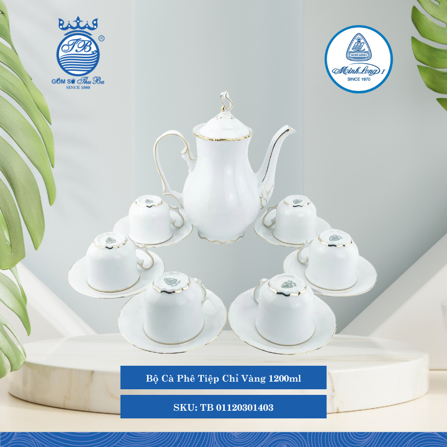 Bộ Trà Cao 13 Sản Phẩm Royal Chỉ Vàng 1,200ml ML I Sứ TB 01120301403