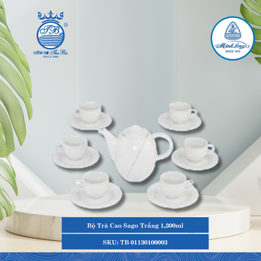 Bộ Trà Cao Sago Trắng 1,300ml ML I Sứ TB 01130100003