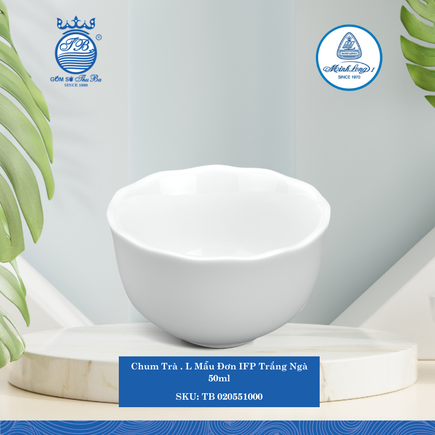 Chum Trà Mẫu Đơn Trắng Ngà Ø: 6cm 50ml Cao: 3.5cm ML I Sứ Tea Jar TB 020551000