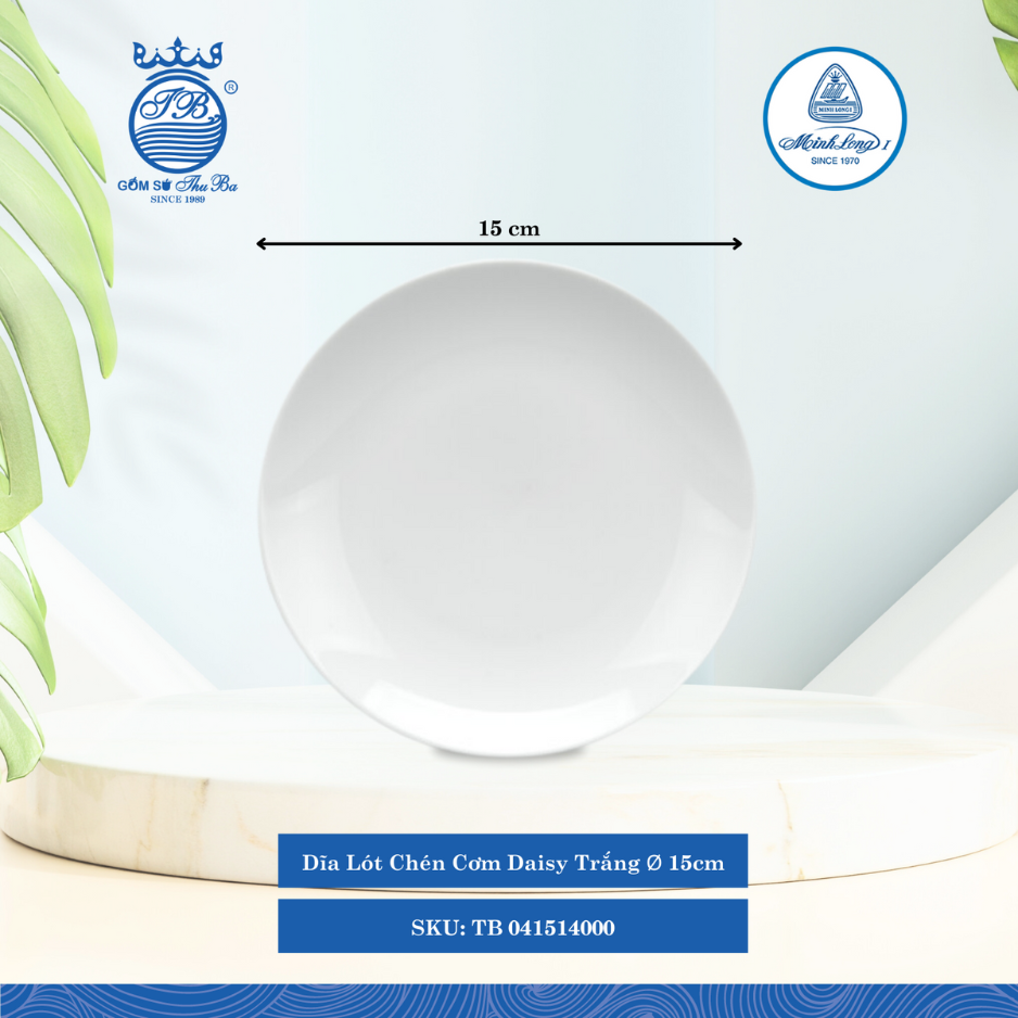 Dĩa Lót Chén Daisy Trắng Ø: 15.5cm Cao: 2cm ML I Sứ Soup Saucer TB 041514000