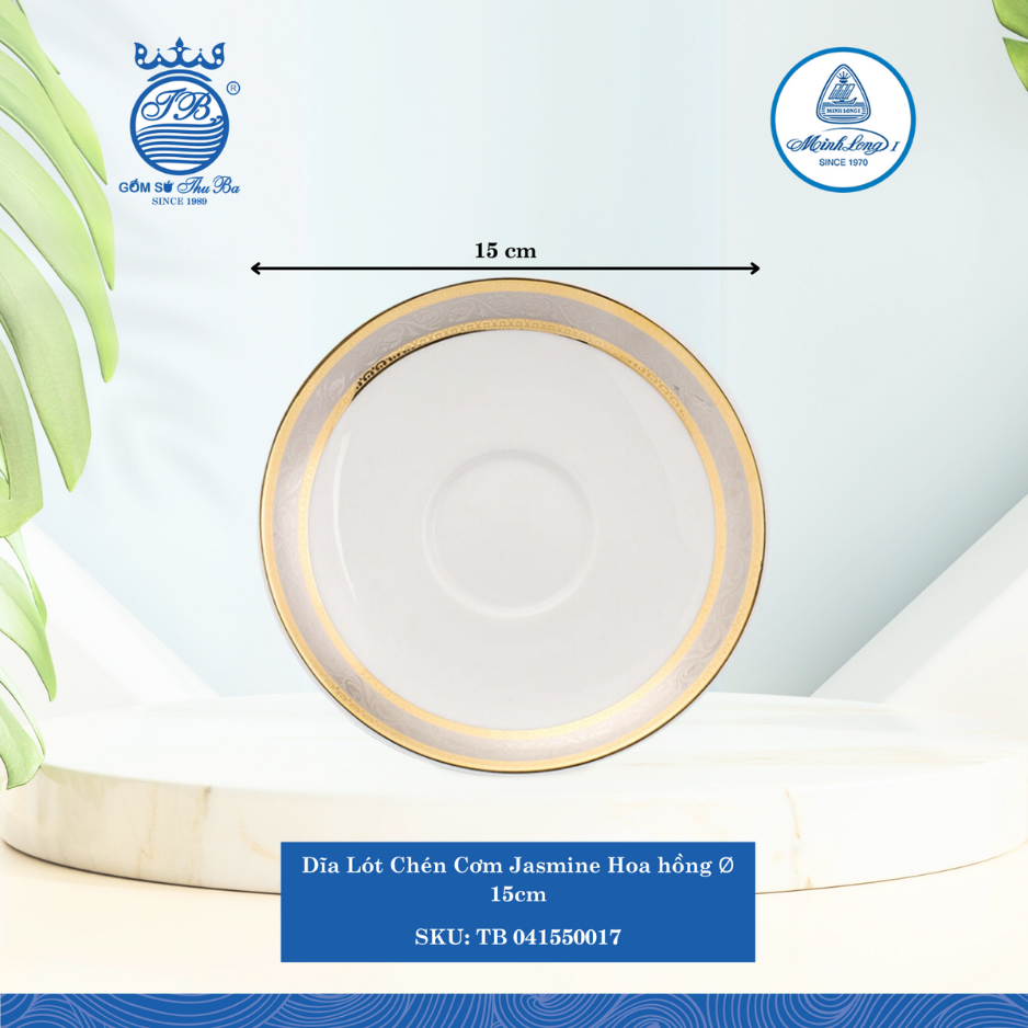 Dĩa Lót Chén Jasmine Hoa Hồng Ø: 15cm Cao: 2cm ML I Sứ Soup Saucer TB 041550017