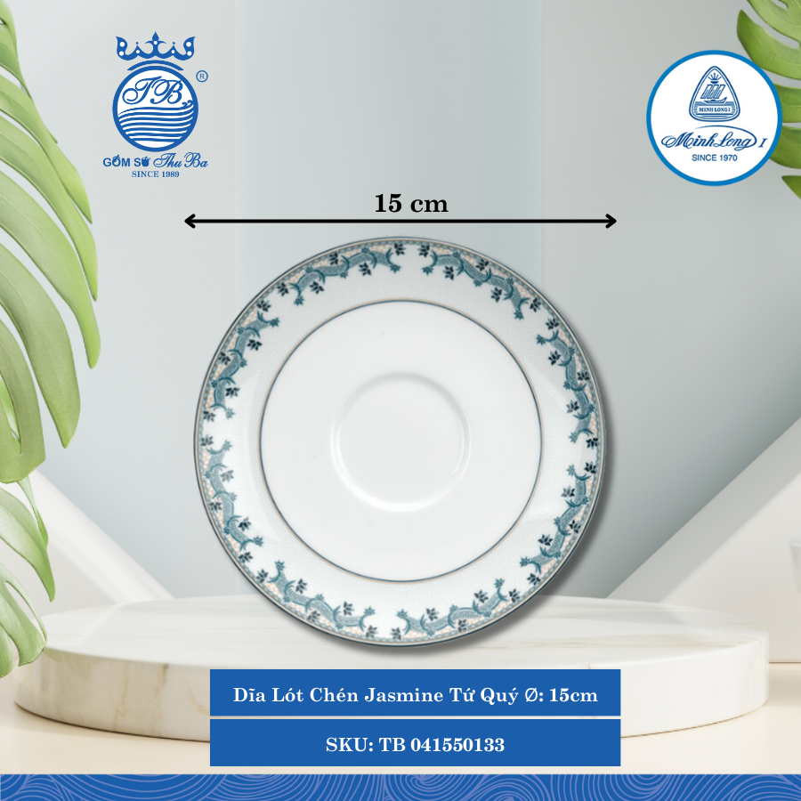 Dĩa Lót Chén Jasmine Tứ Quý Ø: 15cm Cao: 2cm ML I Sứ Soup Saucer TB 041550133