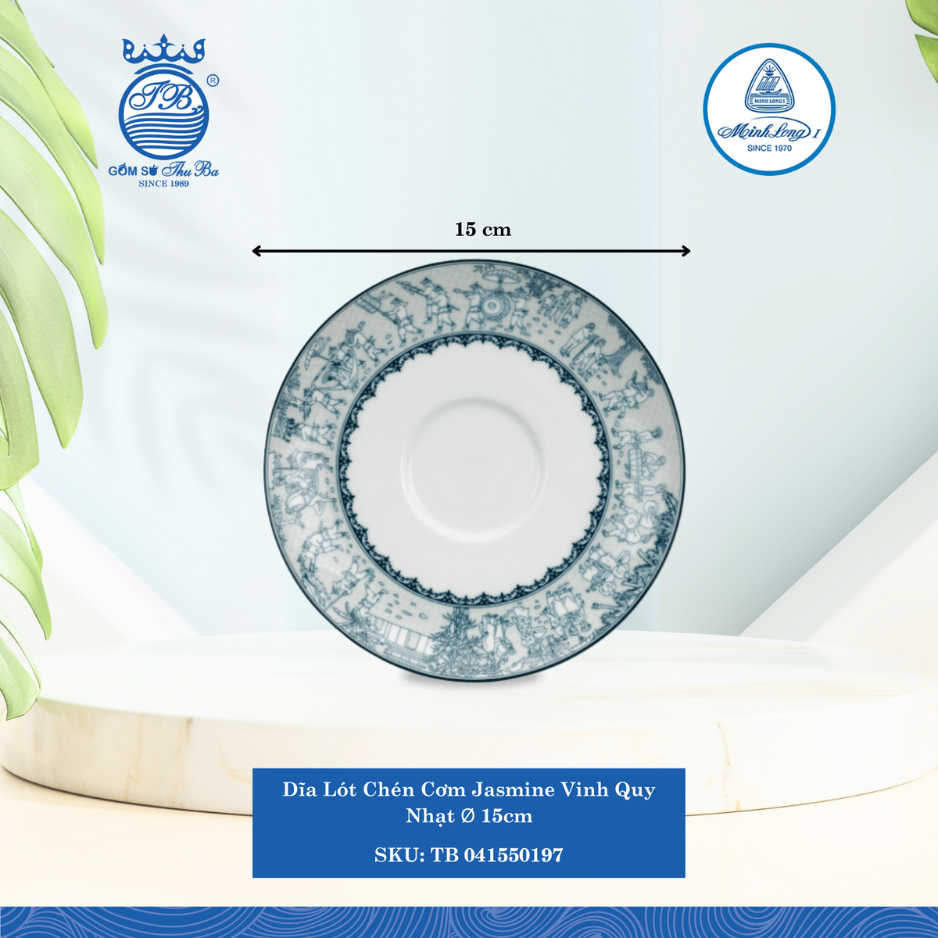 Dĩa Lót Chén Jasmine Vinh Quy Nhạt Ø: 15cm Cao: 2cm ML I Sứ Soup Saucer TB 041550197