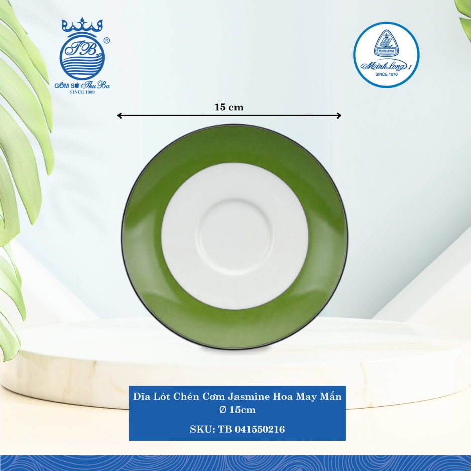 Dĩa Lót Chén Jasmine Hoa May Mắn Ø: 15cm Cao: 2cm ML I Sứ Soup Saucer TB 041550216