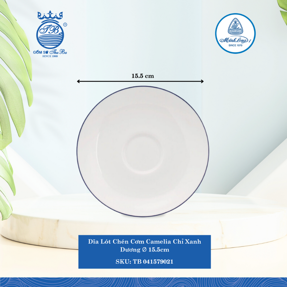 Dĩa Lót Chén Camellia Chỉ Xanh Dương Ø: 15.5cm ML I Sứ Soup Saucer TB 041579021