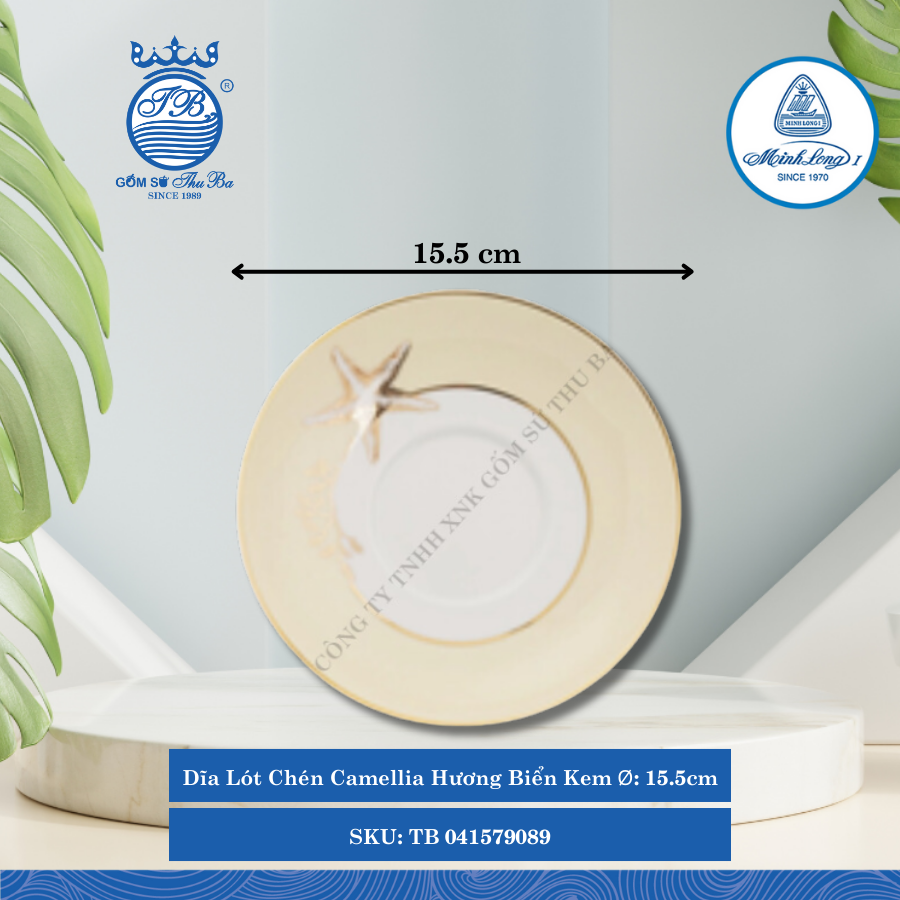 Dĩa Lót Chén Camellia Hương Biển Kem Ø: 15.5cm ML I Sứ Soup Saucer TB 041579089