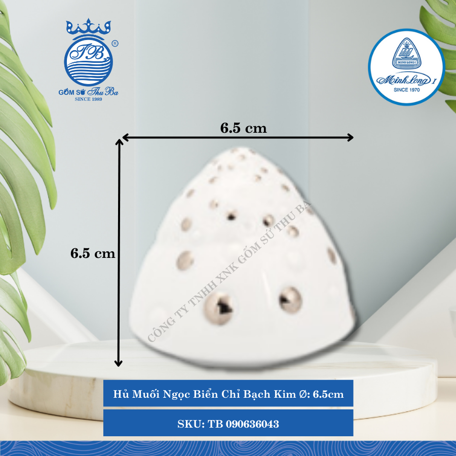 Hủ Muối Ngọc Biển Chỉ Bạch Kim Ø: 6.5cm Cao: 6.5cm ML I Sứ TB 090636043