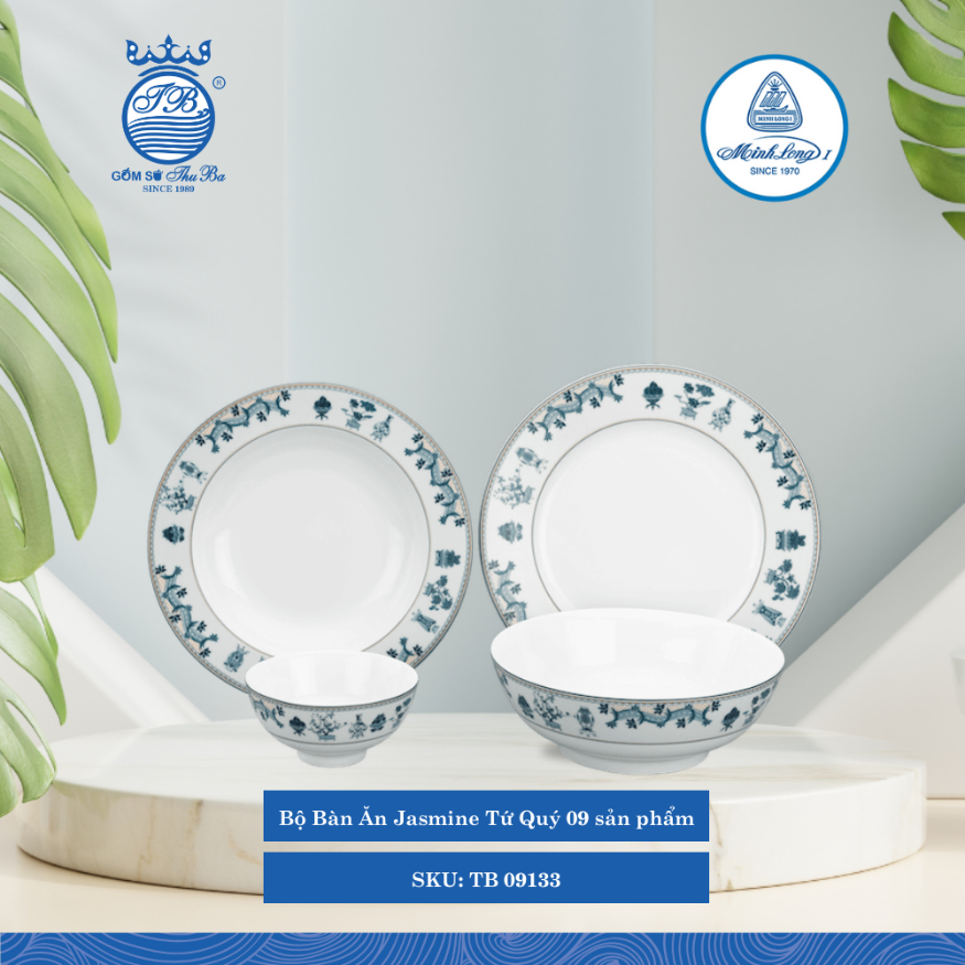 Bộ Đồ Ăn 9 Sản Phẩm Jasmine Tứ Quý ML I Sứ TB 09133