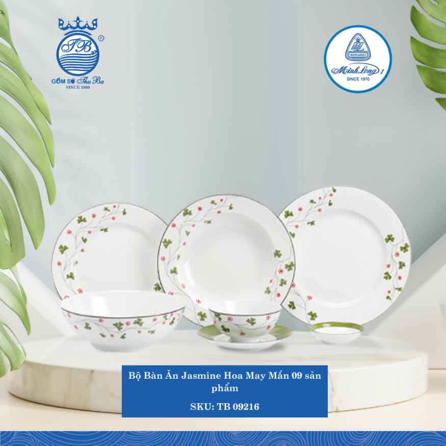 Bộ Đồ Ăn 9 Sản Phẩm Jasmine Hoa May Mắn ML I Sứ TB 09216