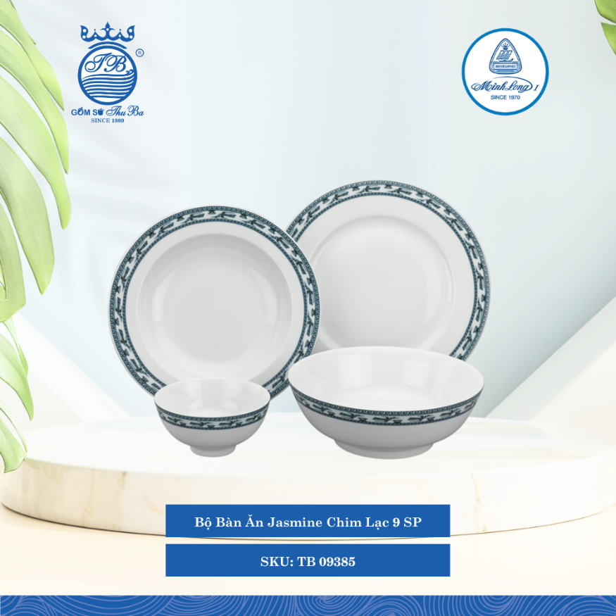 Bộ Đồ Ăn 9 Sản Phẩm Jasmine Chim Lạc ML I Sứ TB 09385