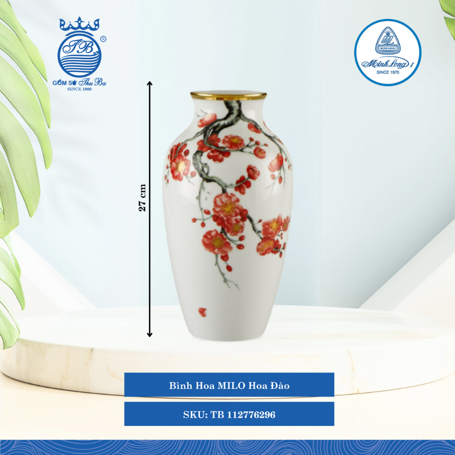Bình Hoa Hoa Đào Ø: 14.5cm Cao: 27cm ML I Sứ Bình Hoa Flower Vase TB 112776296