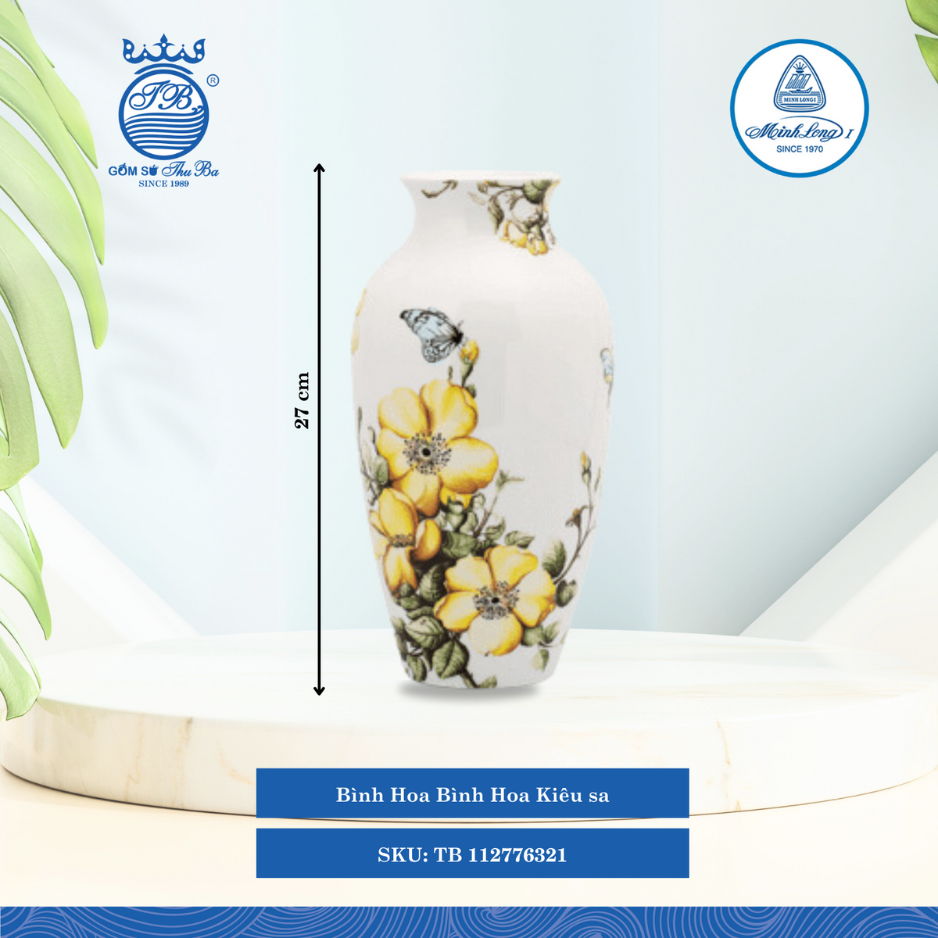 Bình Hoa Kiêu Sa Ø: 12cm Cao: 27cm ML I Sứ Bình Hoa Flower Vase TB 112776321