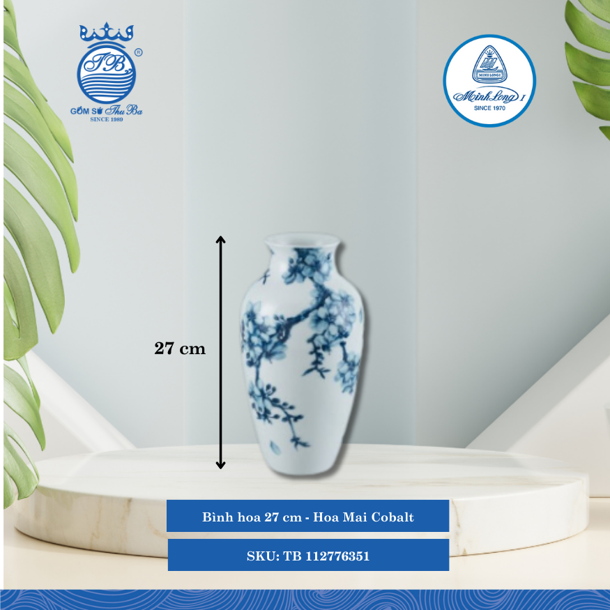 Bình Hoa Hoa Mai Cobalt Cao: 27cm ML I Sứ Bình Hoa Flower Vase TB 112776351